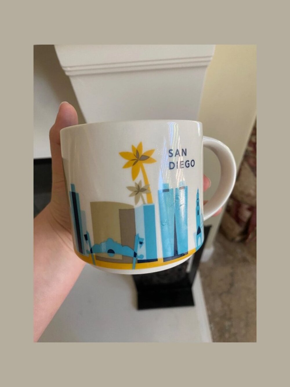 Starbucks San Diego You Are Here Collection 14 oz Ceramic Mug Blue Yellow